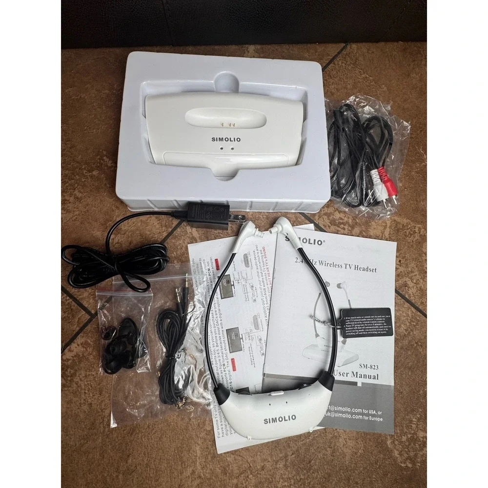 SIMOLIO 2.4GHz Wireless TV Headset Digital/Analog for Hearing Impaired SM-823